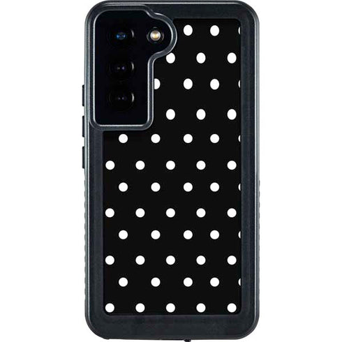 Black and White Polka Dots Galaxy S24 Waterproof Case